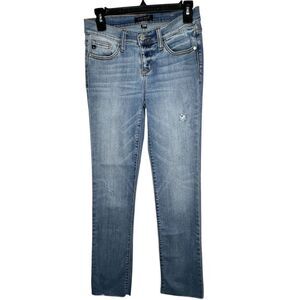 Judy Blue Distressed Straight Fit Light Wash Blue Skinny Women Jeans Sz 7/28